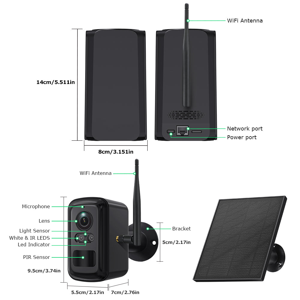 SHIIWOJOA WRK04 Halow WiFi 500M Long Transmission Distance 4ch Solar Wifi Kits Range Extender IP66 Wifi Plug and Play Wireless Solar Camera Kit