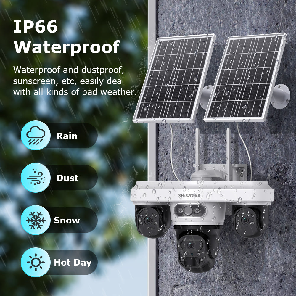 SHIWOJIA 563AOV 9MP Solar Camera 4G SIM Thress Screen WIFI Wireless Outdoor Security PTZ Camera 7/24 Hour Video Recording UBOXPRO