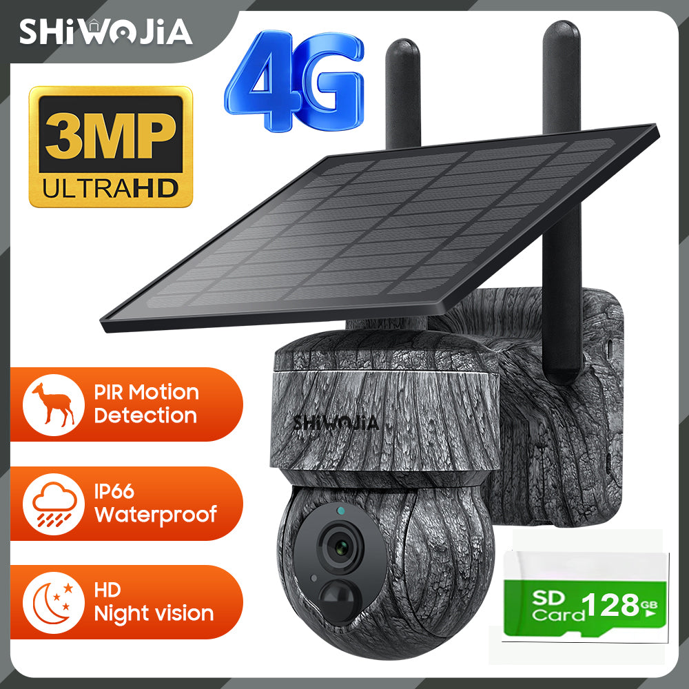 SHIWOJIA 517c-3M Solar Camera Mini CCTV Camera 3MP Home Security UBOX Night Vision PTZ Dome Camera Low Price Gray
