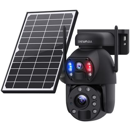 SHIWOJIA 6MP Dual PIR Dual Lens IP67 Metal Solar Battery PTZ 4G Solar Camera Outdoor Surveillance Camera Night Vision