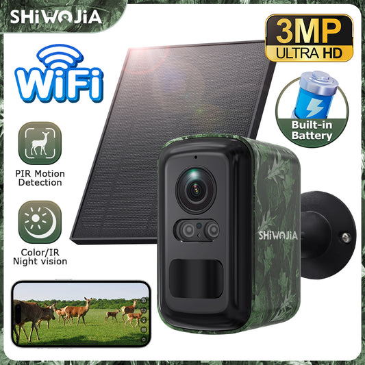 SHIWOJIA 319 UBox Mini Hidden Solar AI Camera 4G WiFi Dual Network IP66 Waterproof Smart Home Security Camera