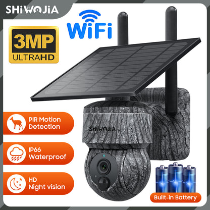 SHIWOJIA 517c-3M Solar Camera Mini CCTV Camera 3MP Home Security UBOX Night Vision PTZ Dome Camera Low Price Gray