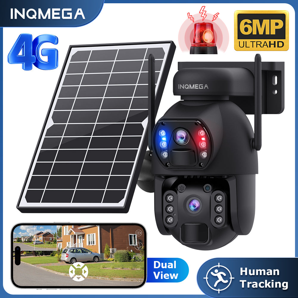 SHIWOJIA 6MP Dual PIR Dual Lens IP67 Metal Solar Battery PTZ 4G Solar Camera Outdoor Surveillance Camera Night Vision 