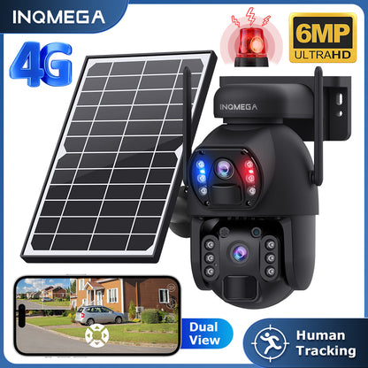 SHIWOJIA 6MP Dual PIR Dual Lens IP67 Metal Solar Battery PTZ 4G Solar Camera Outdoor Surveillance Camera Night Vision 