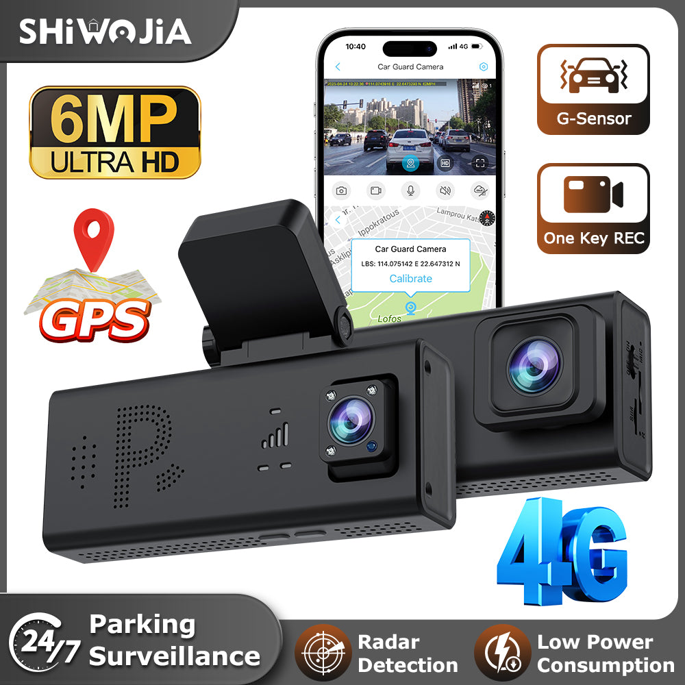 SHIWOJIA CC10 Car Guard Camera 24/7 Parking Radar Detection Front and Rear 6MP Car GPS Night Vision UBOXPRO APP Control Recorde