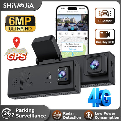 SHIWOJIA CC10 Car Guard Camera 24/7 Parking Radar Detection Front and Rear 6MP Car GPS Night Vision UBOXPRO APP Control Recorde