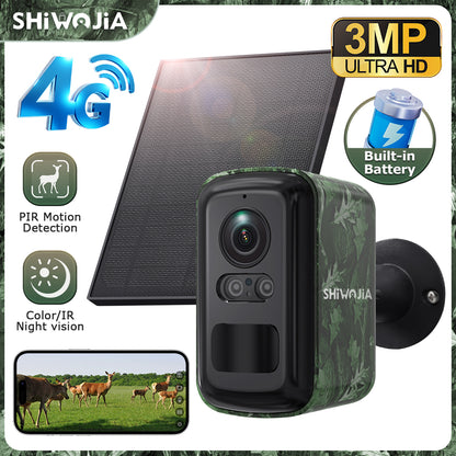 SHIWOJIA 319 UBox Mini Hidden Solar AI Camera 4G WiFi Dual Network IP66 Waterproof Smart Home Security Camera