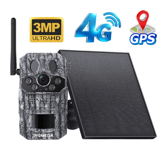 SHIWOJIA GPS Tracking 4G Solar Trail Camera 3MP Super HD PIR Motion Detection IP66 Waterproof Wide Range Detection Night Vision