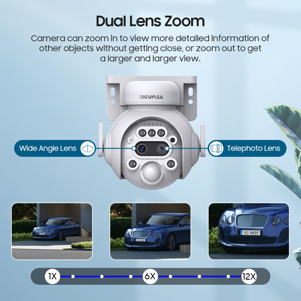 SHIWOJIA 515 6MP Solar Powered Security Camera Night Vision Motion Detection Outdoor Surveillance