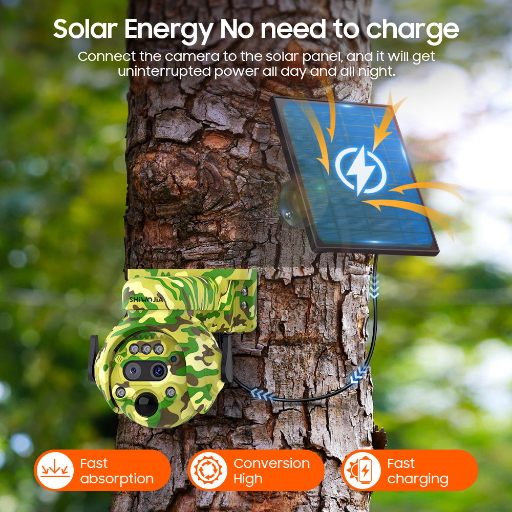 SHIWOJIA 6MP Solar Camera 4G SIM / WIFI Security Outdoor Camouflage Color 12X Zoom Solar Battery PTZ Camera 