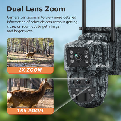 SHIWOJIA 537 15X 4G/WiFi Solar-Powered PTZ Camera – 4K U-Box Triple Lens with Night Vision & CMOS Sensor for Outdoor Security