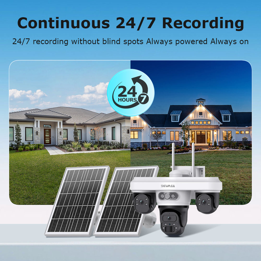 SHIWOJIA 563AOV 9MP Solar Camera 4G SIM Thress Screen WIFI Wireless Outdoor Security PTZ Camera 7/24 Hour Video Recording UBOXPRO