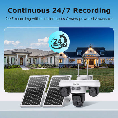 SHIWOJIA 563AOV 9MP Solar Camera 4G SIM Thress Screen WIFI Wireless Outdoor Security PTZ Camera 7/24 Hour Video Recording UBOXPRO