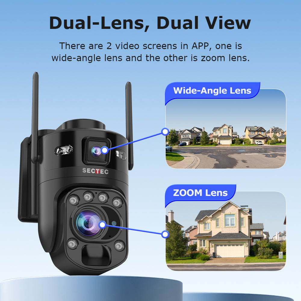 10MP AOV Outdoor PTZ Security Camera Solar Powered 24/7 Recording 22X Optical Zoom Dual Lens 4G WiFi CCTV Camera
