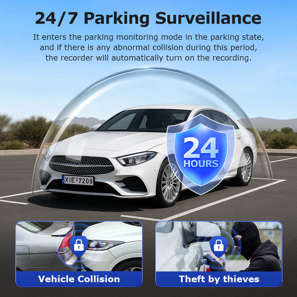 SHIWOJIA CC10 Car Guard Camera 24/7 Parking Radar Detection Front and Rear 6MP Car GPS Night Vision UBOXPRO APP Control Recorde