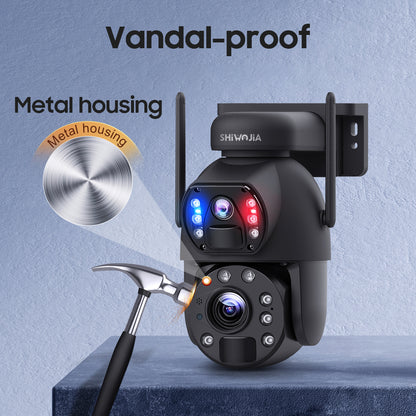 SHIWOJIA 6MP Big 20X Zoom Lens Dual View Solar Battery PTZ Camera Outdoor Wifi Surveillance Camera