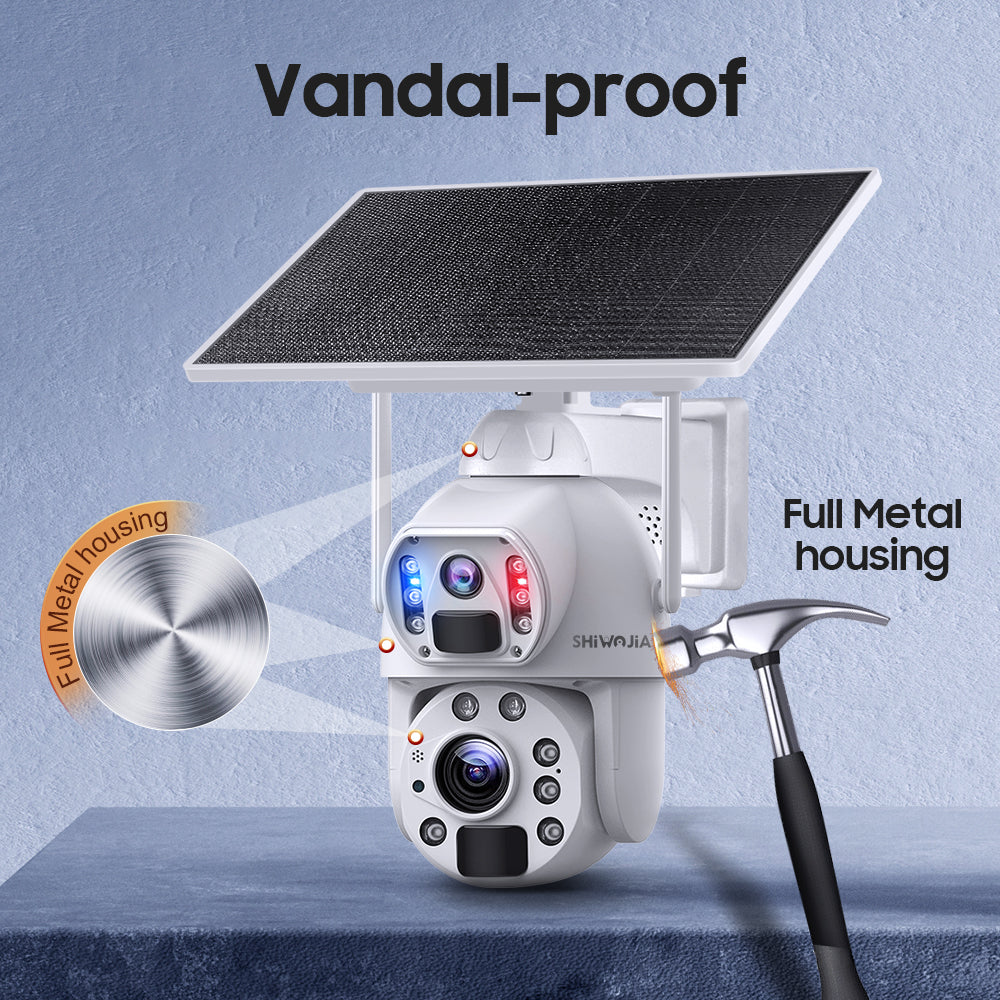 كاميرا SHIWOJIA 10 وات تعمل بالطاقة الشمسية 4G SIM / WIFI 6MP 20X ZOOM تعمل بالطاقة الشمسية بقدرة 20000 مللي أمبير في الساعة كاميرات بطارية 360 درجة خارجية بعدسة مزدوجة تسجيل كاميرا بشرية 