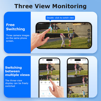 SHIWOJIA 523-9M-AOV Triple Len 24/7 Full Time Recording AOV 4G Solar Camera PIR Human Tracking Area Detect AI Camera GSM IP66 New Gen Network Camera