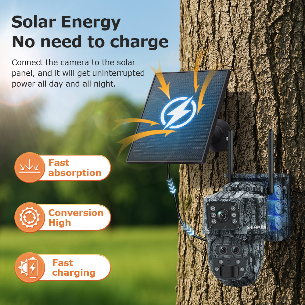 SHIWOJIA 537 15X 4G/WiFi Solar-Powered PTZ Camera – 4K U-Box Triple Lens with Night Vision & CMOS Sensor for Outdoor Security