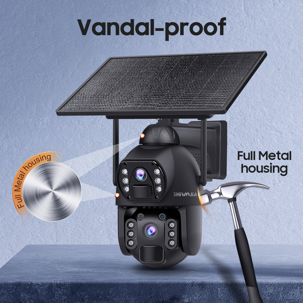 536AOV 24/7 Recording 4G Solar Camera 6MP Wireless WiFi Camera Auto Monitoring 10W Solar panel 20100mAh battery IP66