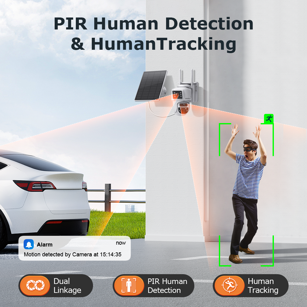 SHIWOJIA 6MP Solar Panel Wifi 12X CCTV PTZ Camera Outdoor Dual Screen 3K Security Battery Power Solar Powered Network Camera
