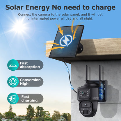 SHIWOJIA PT 8MP AOV 4G Solar Camera 360° PTZ Outdoor Security Camera 4G LTE Wifi Network 7800 Battery Auto Tracking IP Camera