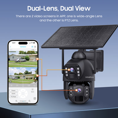 536AOV 24/7 Recording 4G Solar Camera 6MP Wireless WiFi Camera Auto Monitoring 10W Solar panel 20100mAh battery IP66