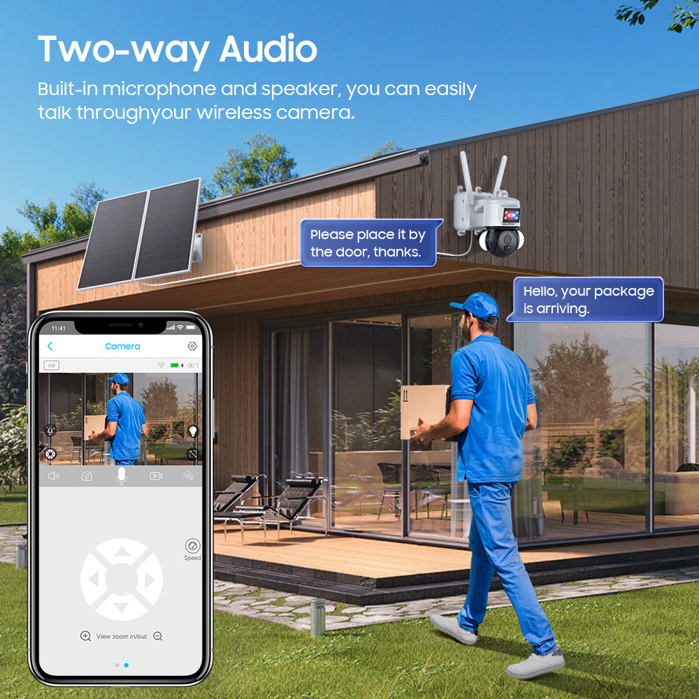 SHIWOJIA 3MP Solar Camera 4G SIM / WIFI Security Outdoor Recording Humanoid Tracking 20W Solar Battery Red Blue Alarm Floodlight PTZ Camera 