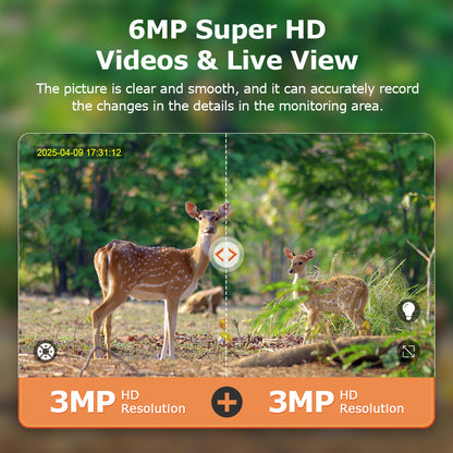 SHIWOJIA 537C 6MP Solar Powered Security Camera 24/7 HD Night Vision Motion Detection Outdoor Surveillance