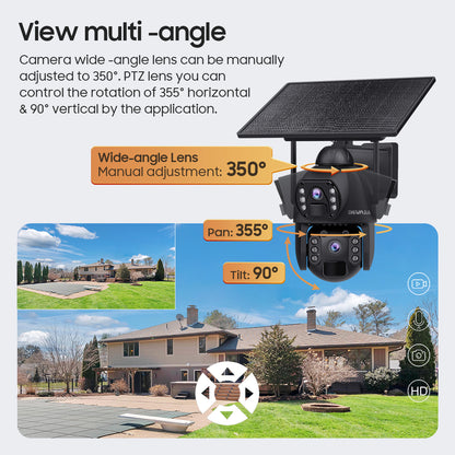 536AOV 24/7 Recording 4G Solar Camera 6MP Wireless WiFi Camera Auto Monitoring 10W Solar panel 20100mAh battery IP66