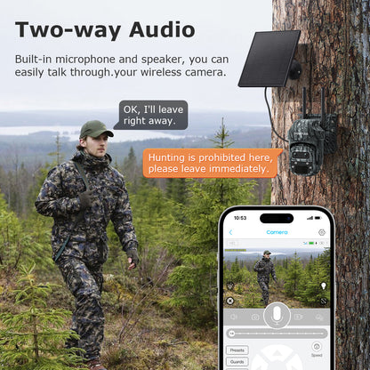 527 6MP Solar Powered 4G/WiFi PTZ Dual Lens 12X Zoom IP66 Night Vision Camera