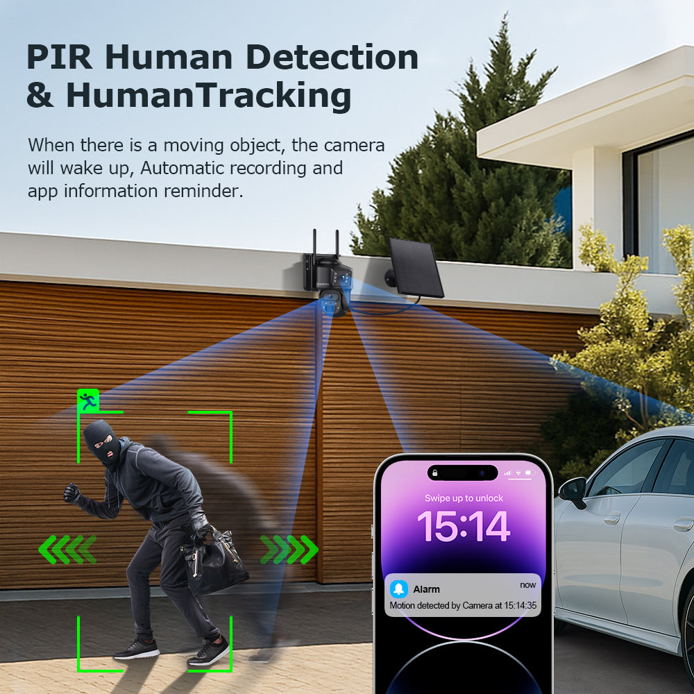 SHIWOJIA SRK04 10W 4G Router & Dual Lens 6MP Wireless CCTV Camera System Outdoor All-in-One Solar Power Security Kit with Night Vision