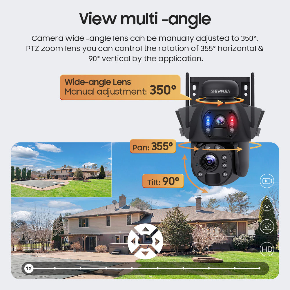 SHIWOJIA 6MP Big 20X Zoom Lens Dual View Solar Battery PTZ Camera Outdoor Wifi Surveillance Camera