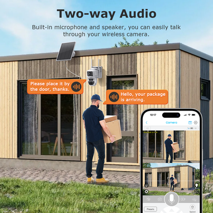 SHIWOJIA 6MP Solar Panel Wifi 12X CCTV PTZ Camera Outdoor Dual Screen 3K Security Battery Power Solar Powered Network Camera