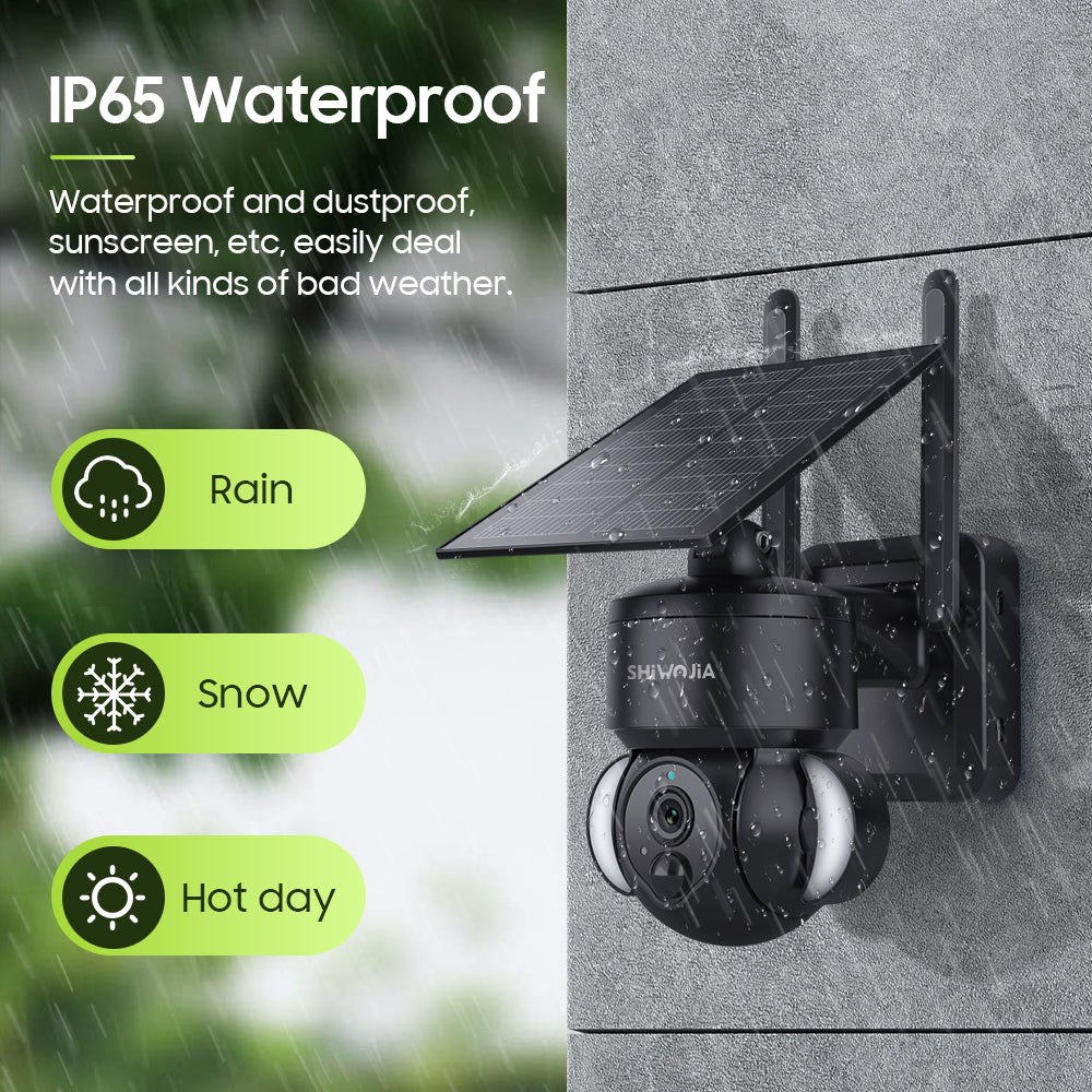 SHIWOJIA Outdoor Camera 4G SIM /WIFI Solar Powered 7800mAh Battery with 5W Solar Panels 3MP Color Night Vision Wireless Garden CCTV.Built-in Battery