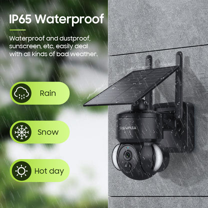 SHIWOJIA Outdoor Camera 4G SIM /WIFI Solar Powered 7800mAh Battery with 5W Solar Panels 3MP Color Night Vision Wireless Garden CCTV.Built-in Battery
