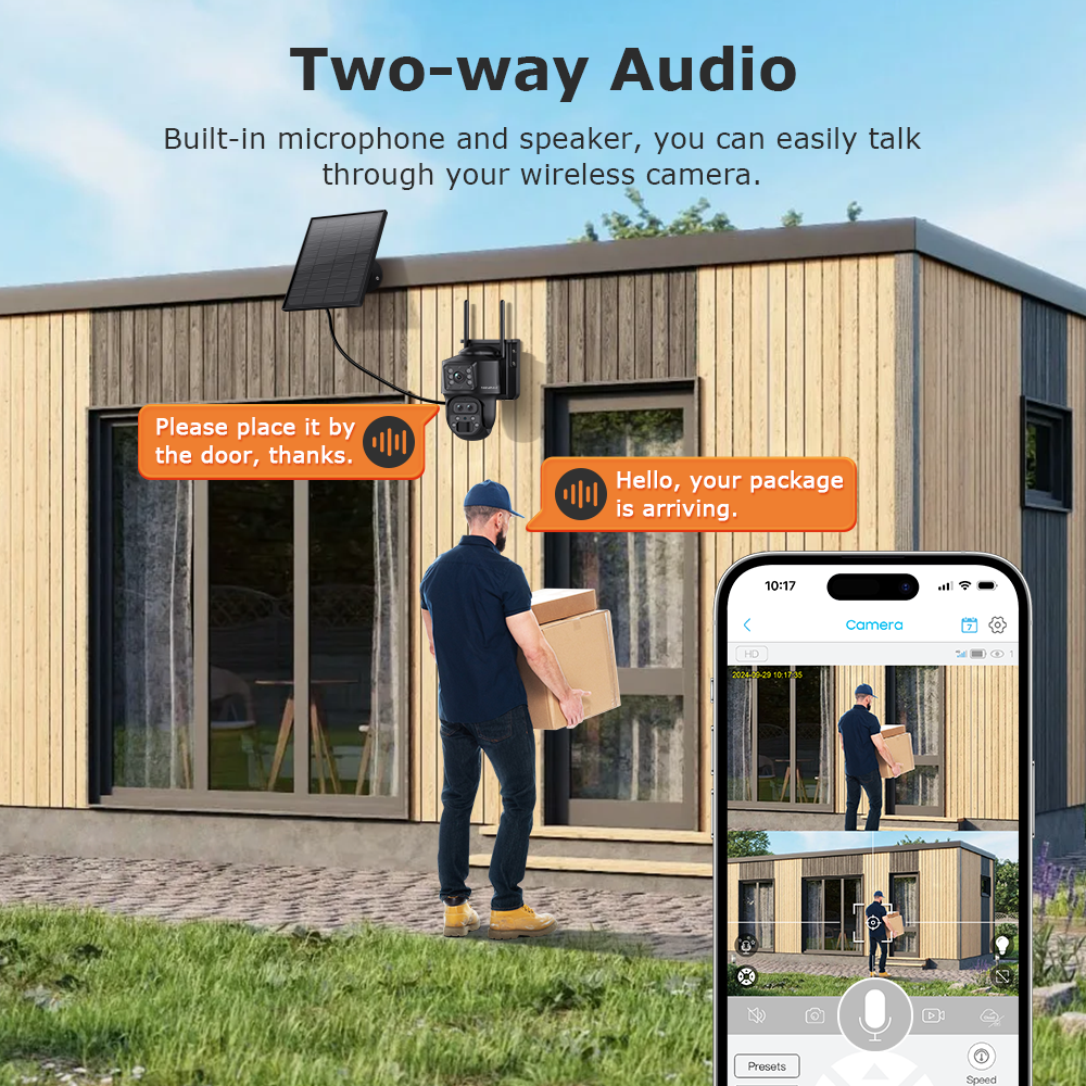 SHIWOJIA 537 8MP Solar Powered Security Camera Night Vision Motion Detection Outdoor Surveillance