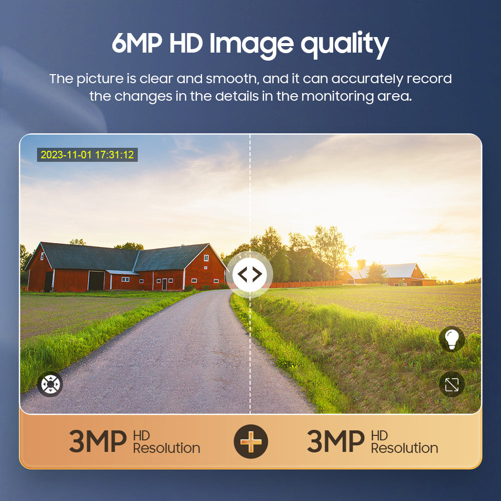 536AOV 24/7 Recording 4G Solar Camera 6MP Wireless WiFi Camera Auto Monitoring 10W Solar panel 20100mAh battery IP66