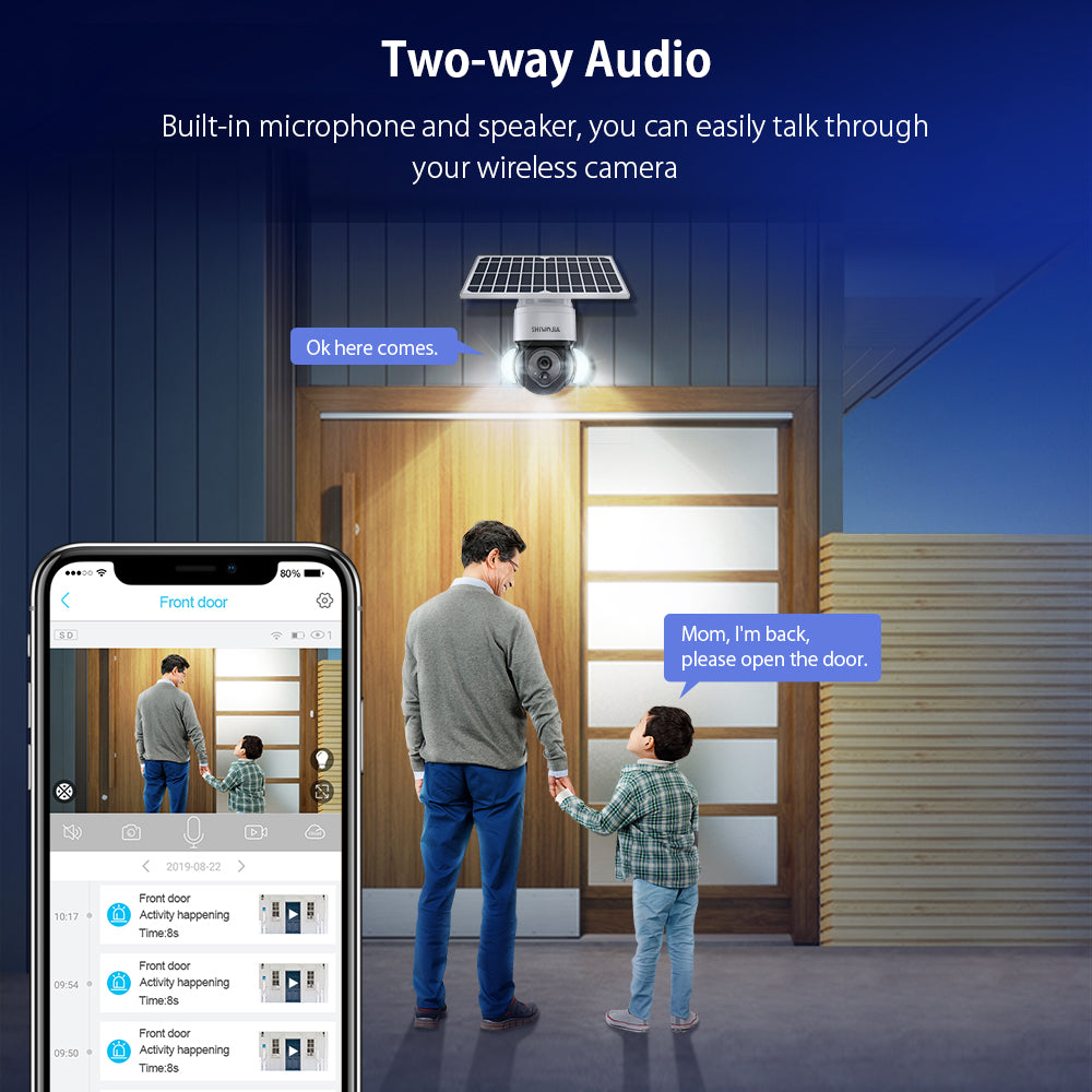 SHIWOJIA 3MP Solar Camera 4G SIM / WIFI Security Outdoor Recording Humanoid Tracking Floodlight Solar Battery PTZ Camera