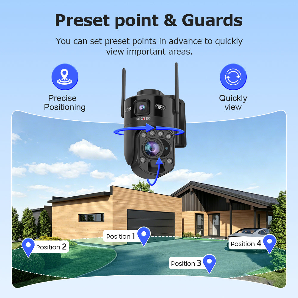 10MP AOV Outdoor PTZ Security Camera Solar Powered 24/7 Recording 22X Optical Zoom Dual Lens 4G WiFi CCTV Camera