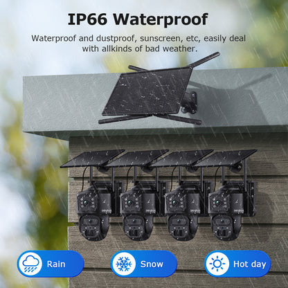 SHIWOJIA SRK04 10W 4G Router & Dual Lens 6MP Wireless CCTV Camera System Outdoor All-in-One Solar Power Security Kit with Night Vision