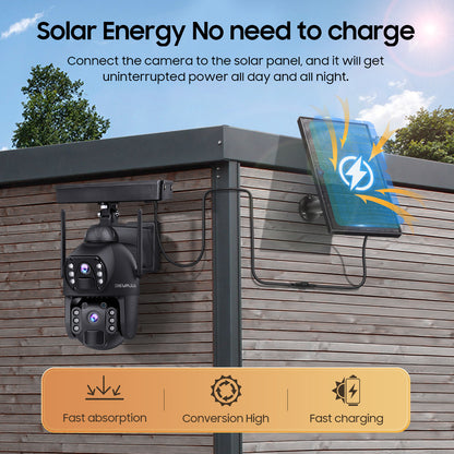 536AOV 24/7 Recording 4G Solar Camera 6MP Wireless WiFi Camera Auto Monitoring 10W Solar panel 20100mAh battery IP66