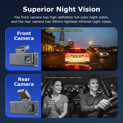 SHIWOJIA CC09 Car Guard Camera 24/7 Parking Radar Detection Front and Rear 6MP Car GPS Night Vision UBOXPRO APP Control Recorder Includes a 128GB memory card.