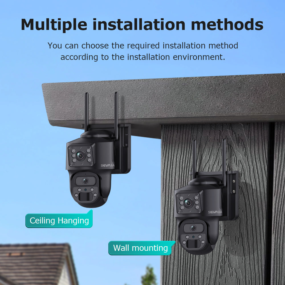 SHIWOJIA PT 8MP AOV 4G Solar Camera 360° PTZ Outdoor Security Camera 4G LTE Wifi Network 7800 Battery Auto Tracking IP Camera