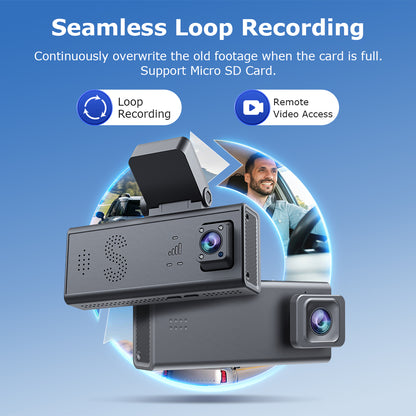 SHIWOJIA CC09 Car Guard Camera 24/7 Parking Radar Detection Front and Rear 6MP Car GPS Night Vision UBOXPRO APP Control Recorder Includes a 128GB memory card.