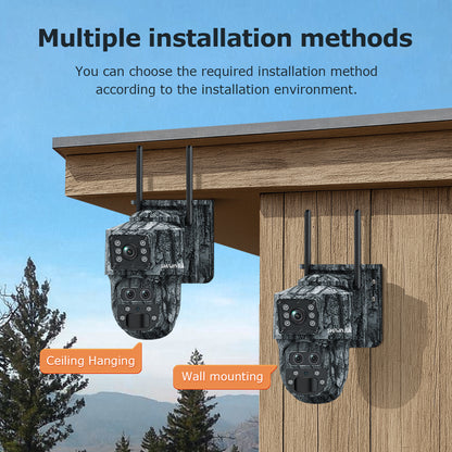 SHIWOJIA 537 15X 4G/WiFi Solar-Powered PTZ Camera – 4K U-Box Triple Lens with Night Vision & CMOS Sensor for Outdoor Security