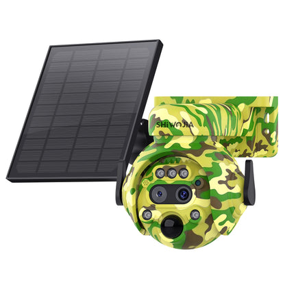 SHIWOJIA 6MP Solar Camera 4G SIM / WIFI Security Outdoor Camouflage Color 12X Zoom Solar Battery PTZ Camera 