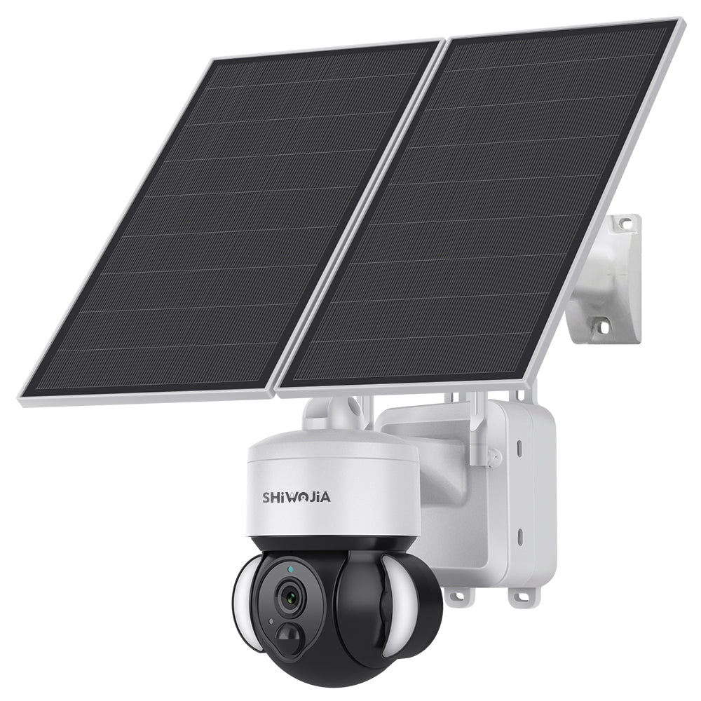 SHIWOJIA 3MP Solar Camera 4G SIM / WIFI Security Outdoor Recording Humanoid Tracking 20W 24/7 hours Solar Battery Floodlight PTZ Camera 