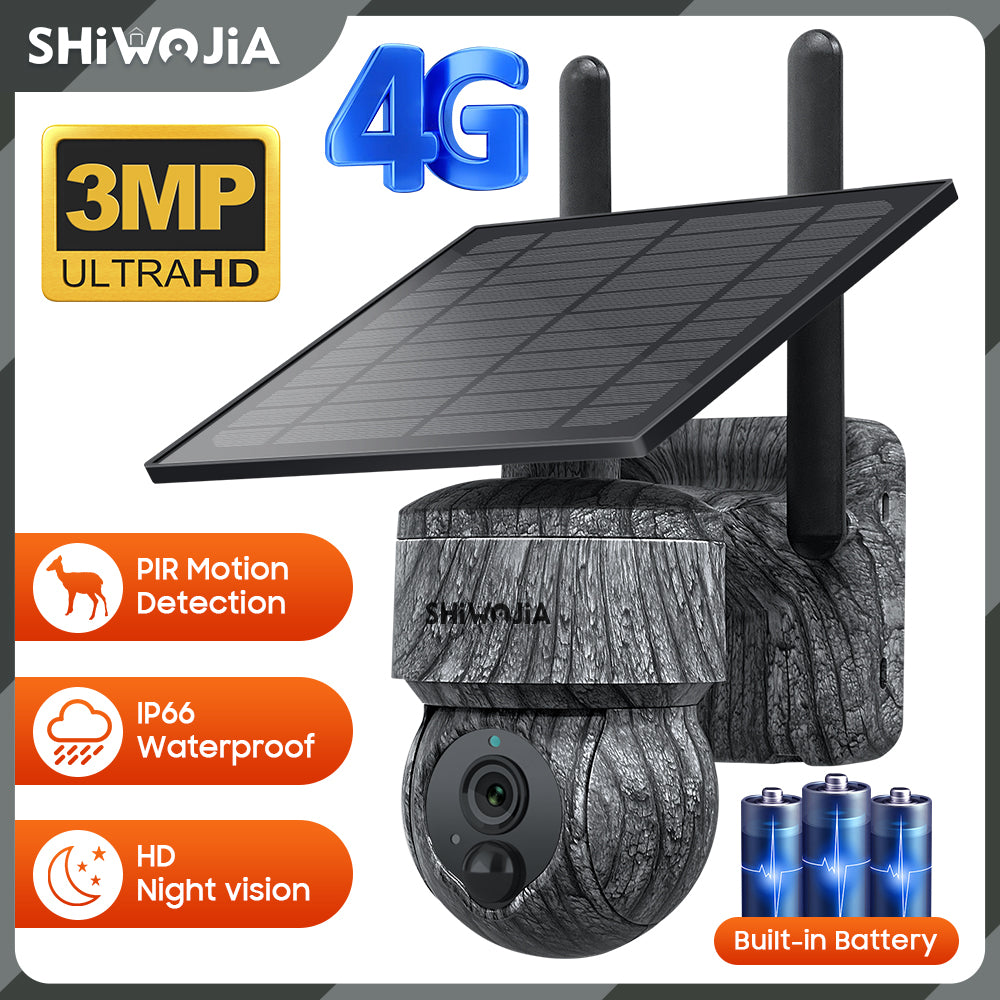 SHIWOJIA 517c-3M Solar Camera Mini CCTV Camera 3MP Home Security UBOX Night Vision PTZ Dome Camera Low Price Gray
