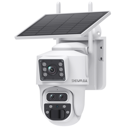 SHIWOJIA 537 8MP Solar Powered Security Camera Night Vision Motion Detection Outdoor Surveillance